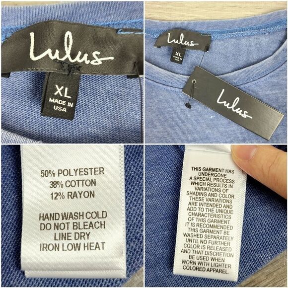 LULU'S Favorite Trend Washed Blue Cropped Pullover Sweatshirt XL - Picture 13 of 16